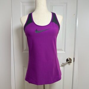 Nike Dri Fit Racerback Athletic Tank Top Built In Bra Womens Size L Purple‎ Gray